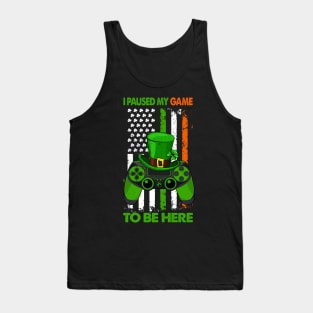 St Patricks Day Shamrock Irish Flag Video Game Controller Tank Top